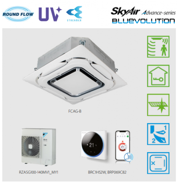 Daikin кондиционер кассета SkyAir FCAG-B + RZASG-MV1 / MY1