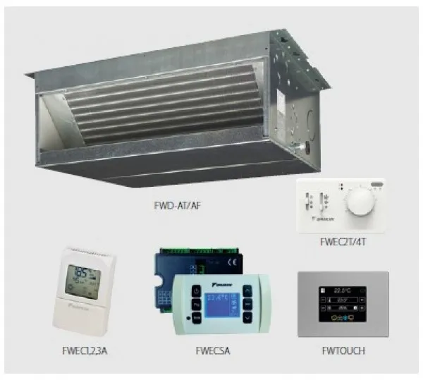 Unitate fan-coil de tavan ascunsă cu ESP ridicat Daikin FWD-AT/AF